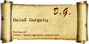 Dezső Gergely névjegykártya